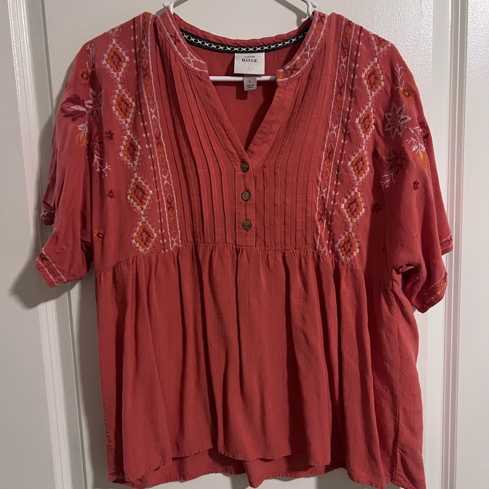 Embroidered Baby-Doll Top
